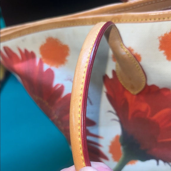 Dooney & Bourke Red Floral Tote with Tan Accents - Picture 4 of 15